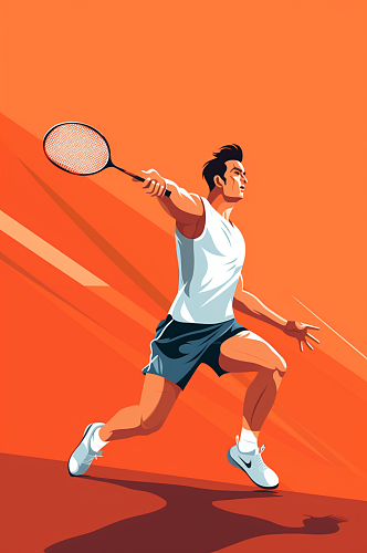 AI数字艺术打羽毛球体育运动插画