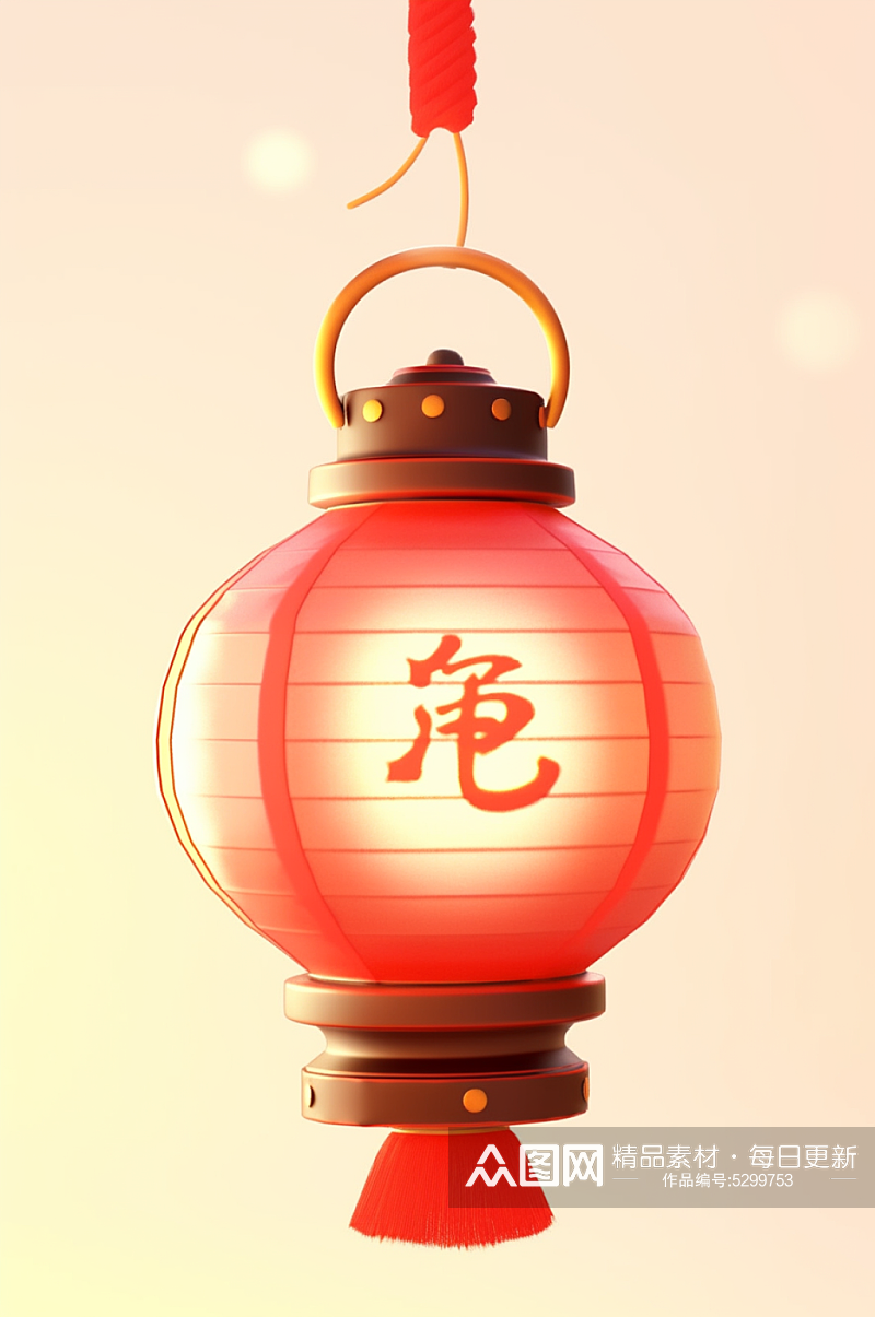 AI数字艺术中国风新年春节立体灯笼元素素材