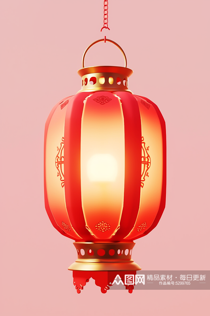 AI数字艺术中国风新年春节立体灯笼元素素材