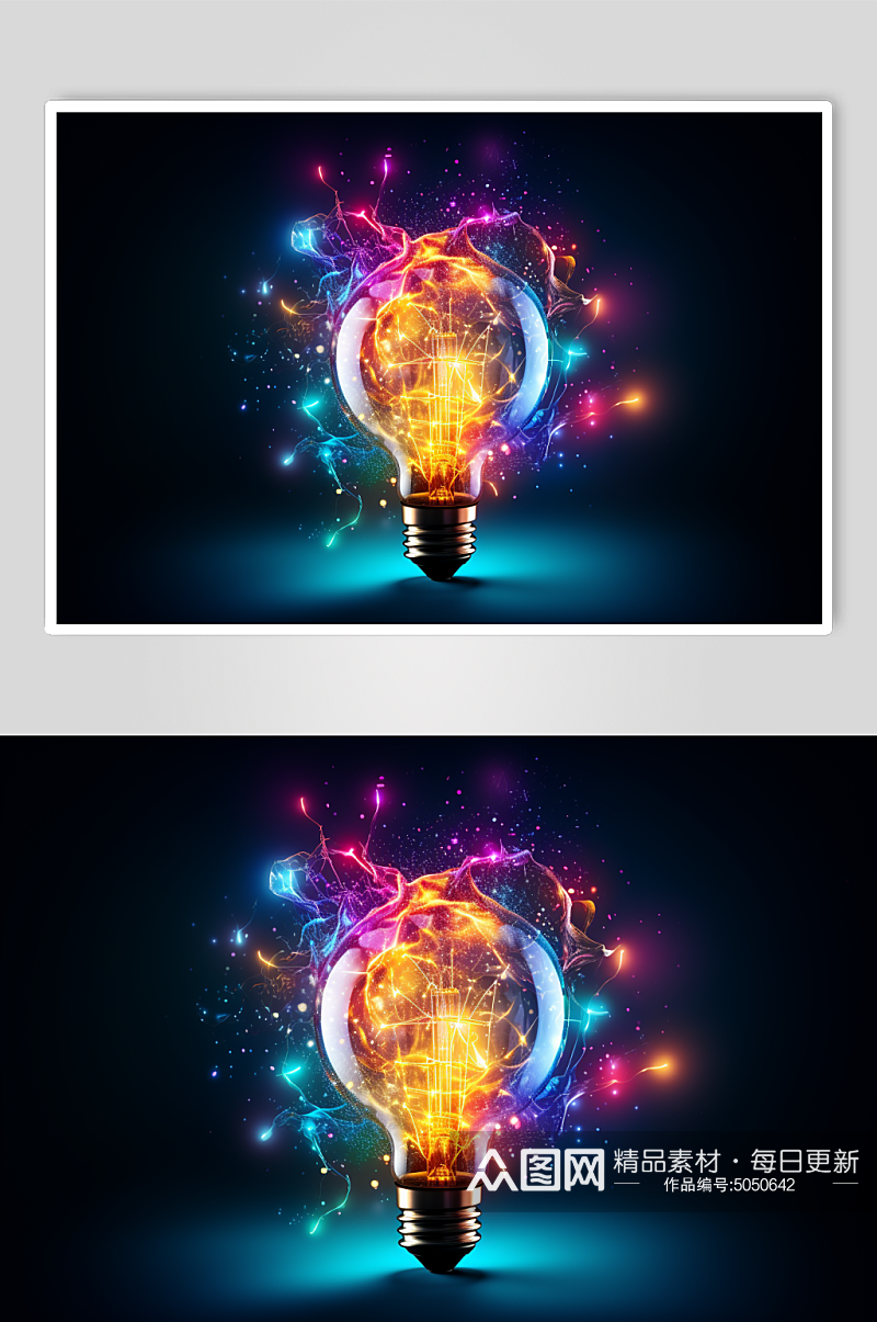 AI数字艺术企业精神电灯泡摄影图素材