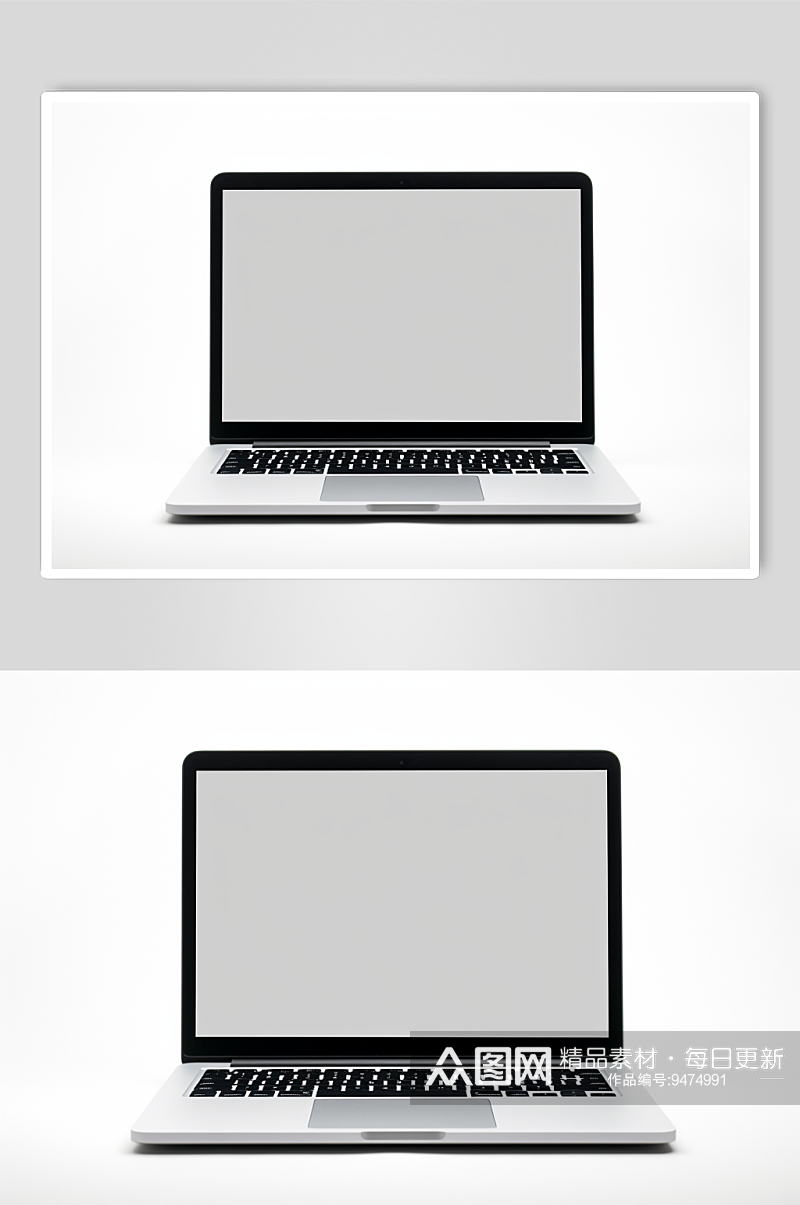AI纯色背景笔记本电脑产品摄影图素材