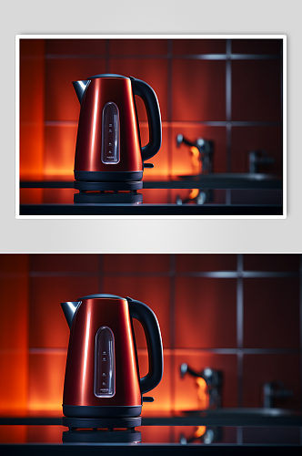 AI数字电热水壶家用电器摄影图