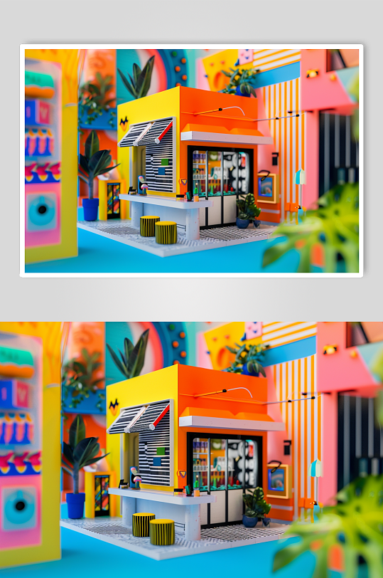 AI數(shù)字藝術(shù)商鋪電商C4D模型立體場景