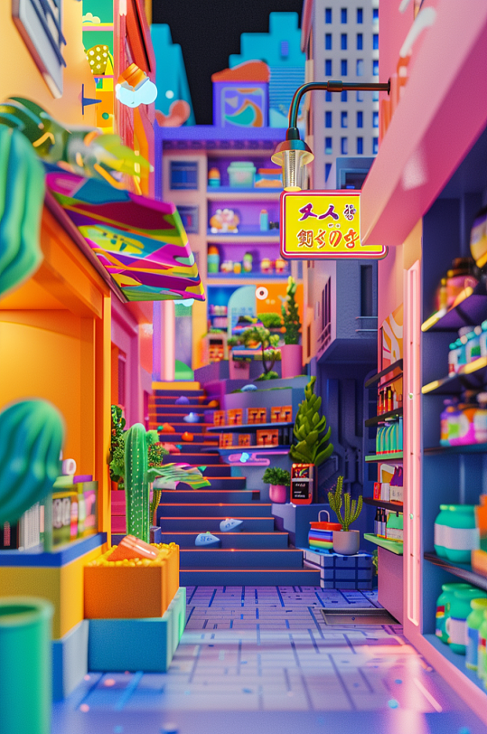 AI數(shù)字藝術(shù)商鋪電商C4D模型立體場(chǎng)景