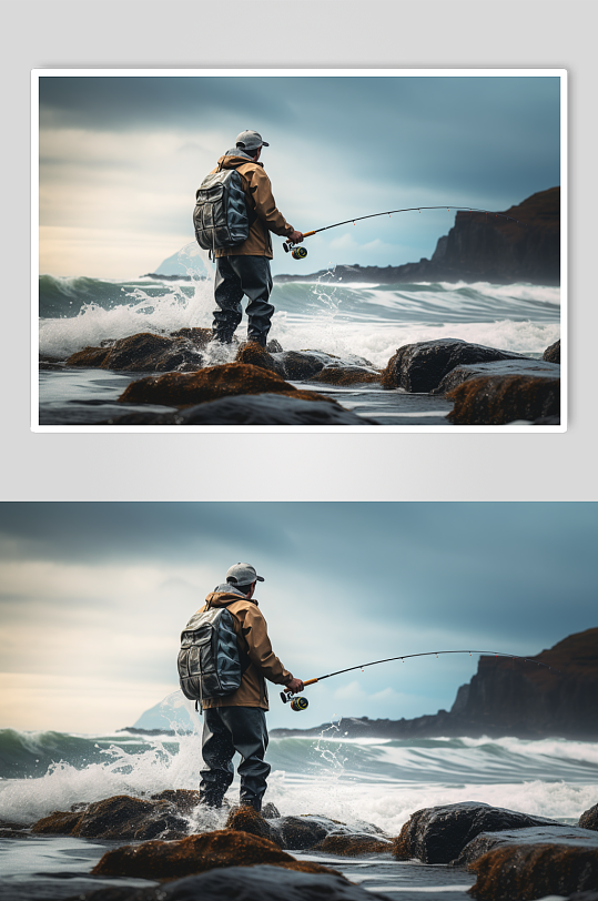 AI数字艺术钓鱼摄影图片