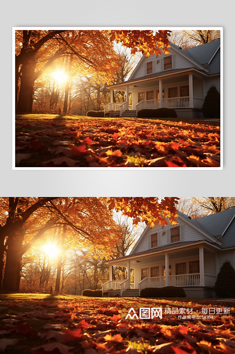 AI数字艺术房地产秋季氛围摄影图素材