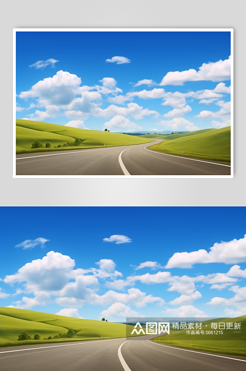 AI数字艺术地平线多云天空的空路摄影图素材