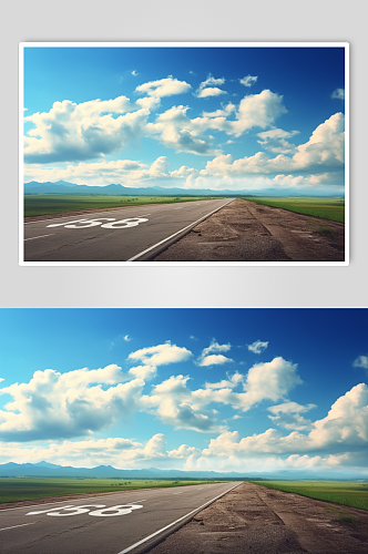 AI数字艺术地平线多云天空的空路摄影图