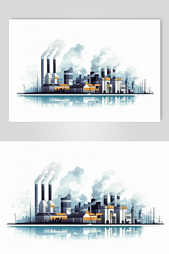 AI数字艺术地热能发电厂工业立体场景插画