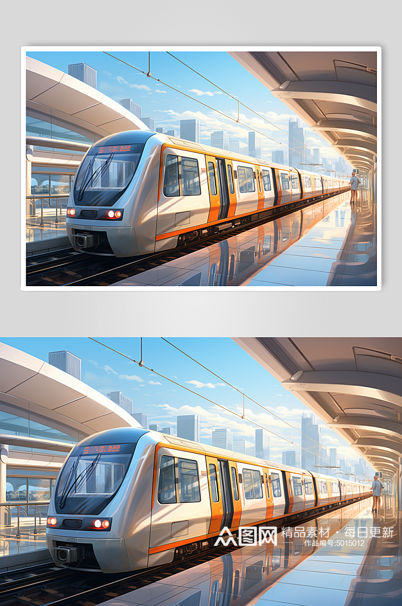 AI数字艺术地铁列车摄影图片素材
