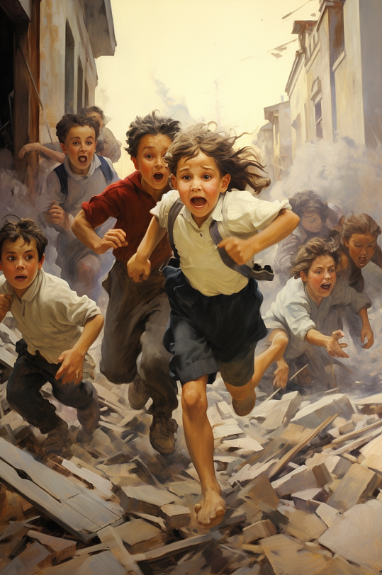 AI数字艺术自然灾害地震插画-众图网