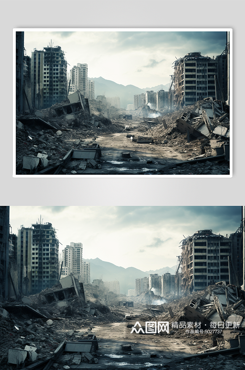 AI数字艺术自然灾害地震摄影图片素材