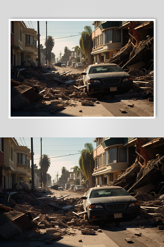 AI数字艺术自然灾害地震摄影图片