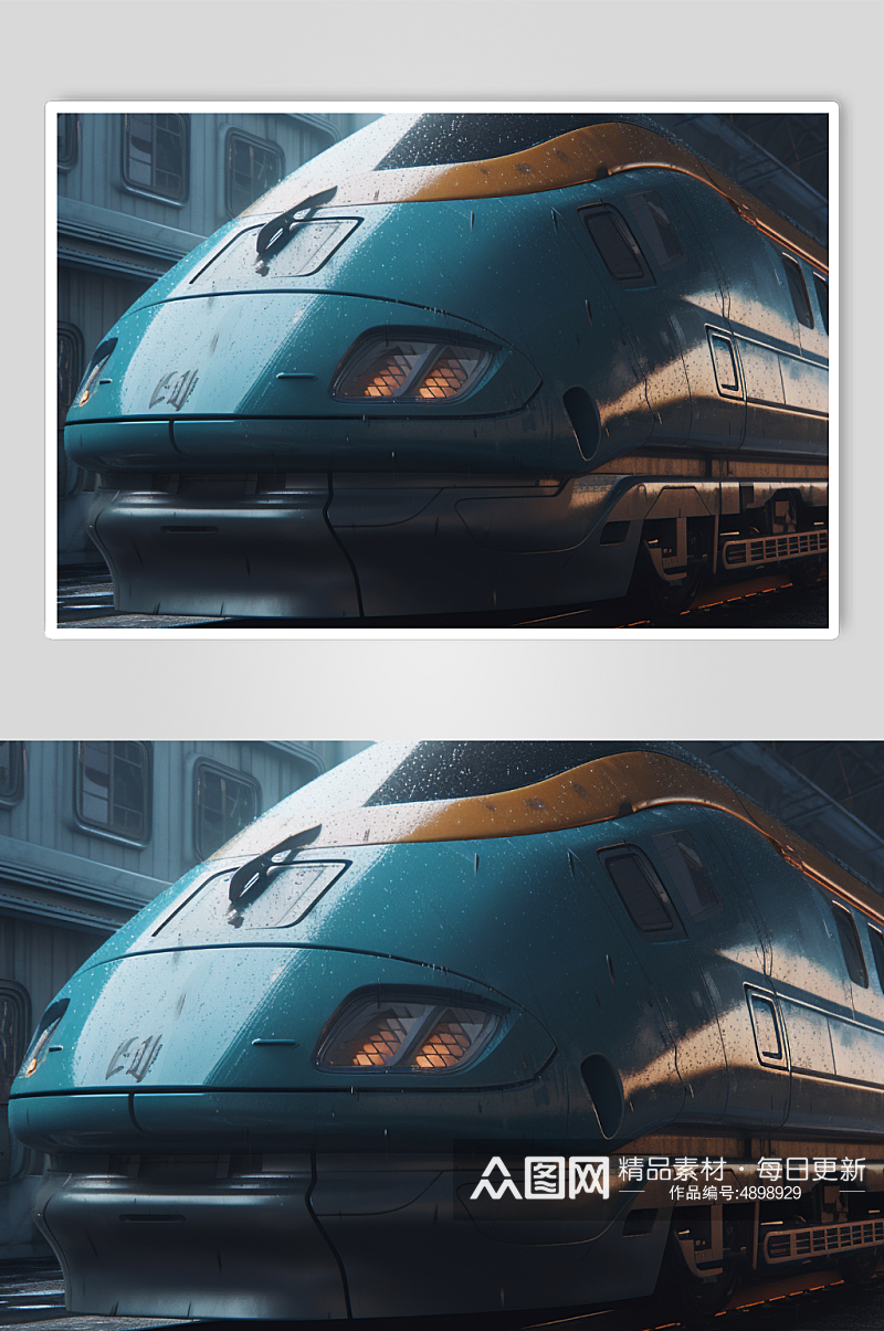 AI数字艺术高清动车高铁交通工具图片素材