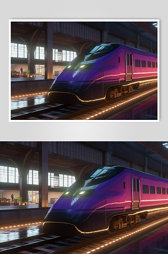 AI数字艺术现代科技地铁动车高铁交通工具图片