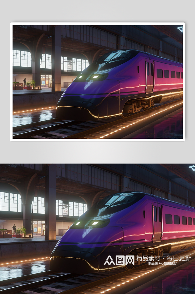 AI数字艺术现代科技地铁动车高铁交通工具图片素材