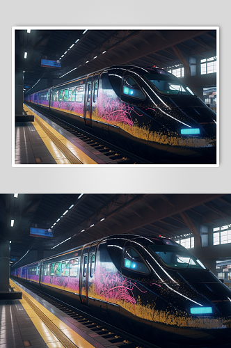 AI数字艺术现代科技动车高铁交通工具图片