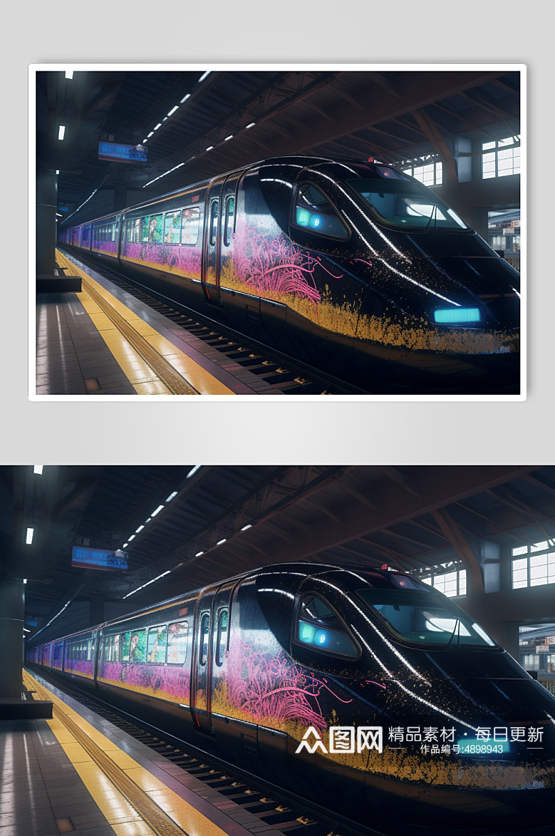 AI数字艺术现代科技动车高铁交通工具图片素材