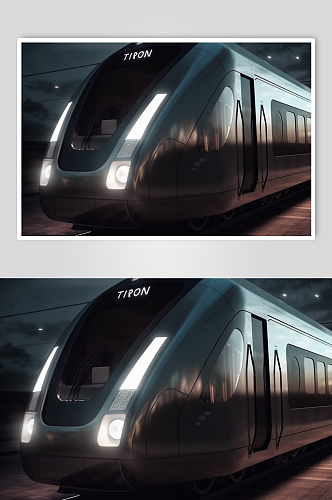 AI数字艺术科技感动车高铁交通工具图片