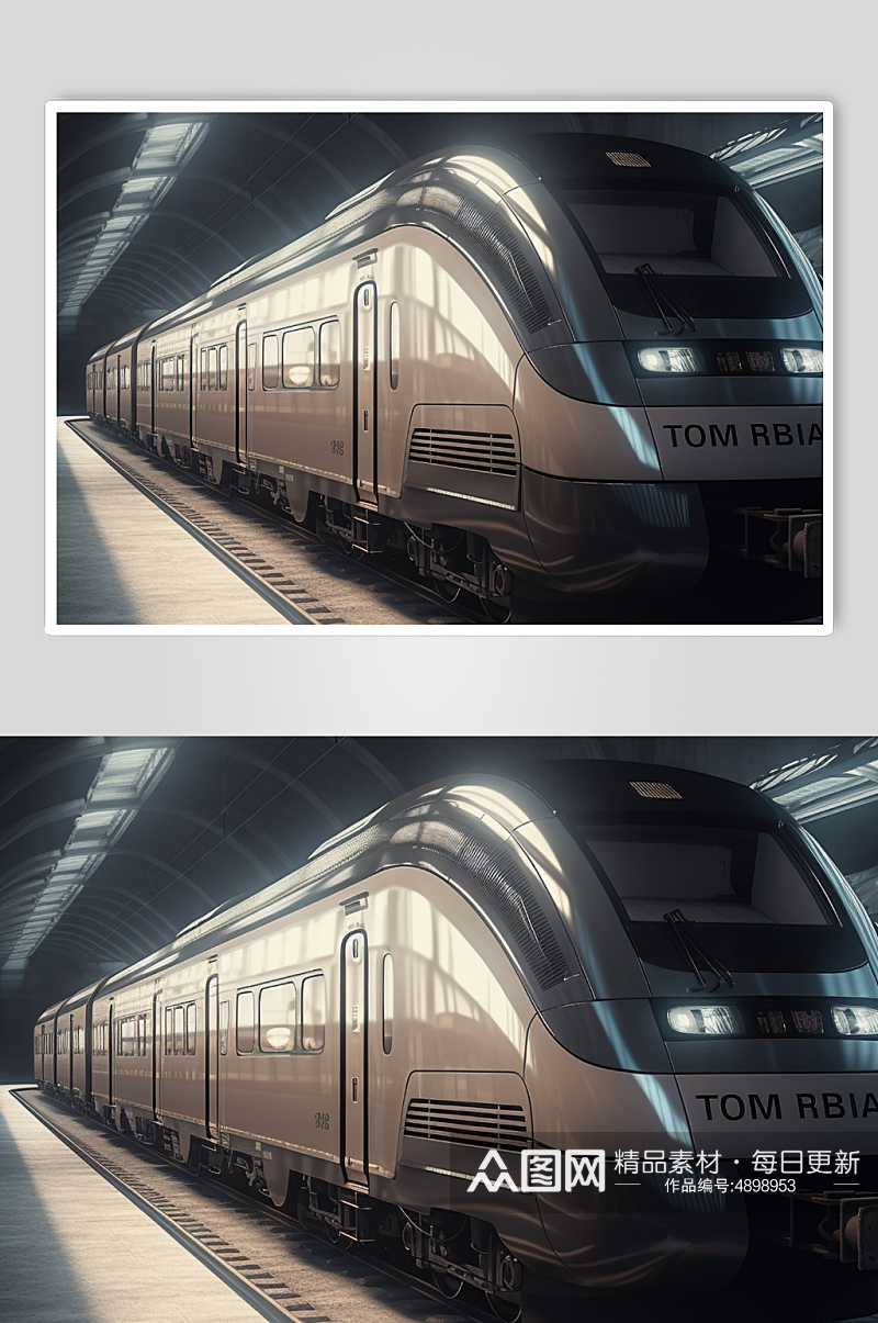 AI数字艺术科技感动车高铁交通工具图片素材