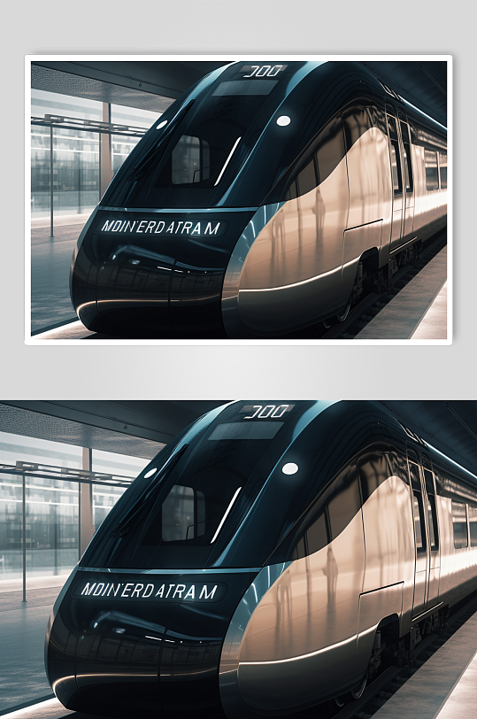 AI数字艺术科技感地铁动车高铁交通工具图片