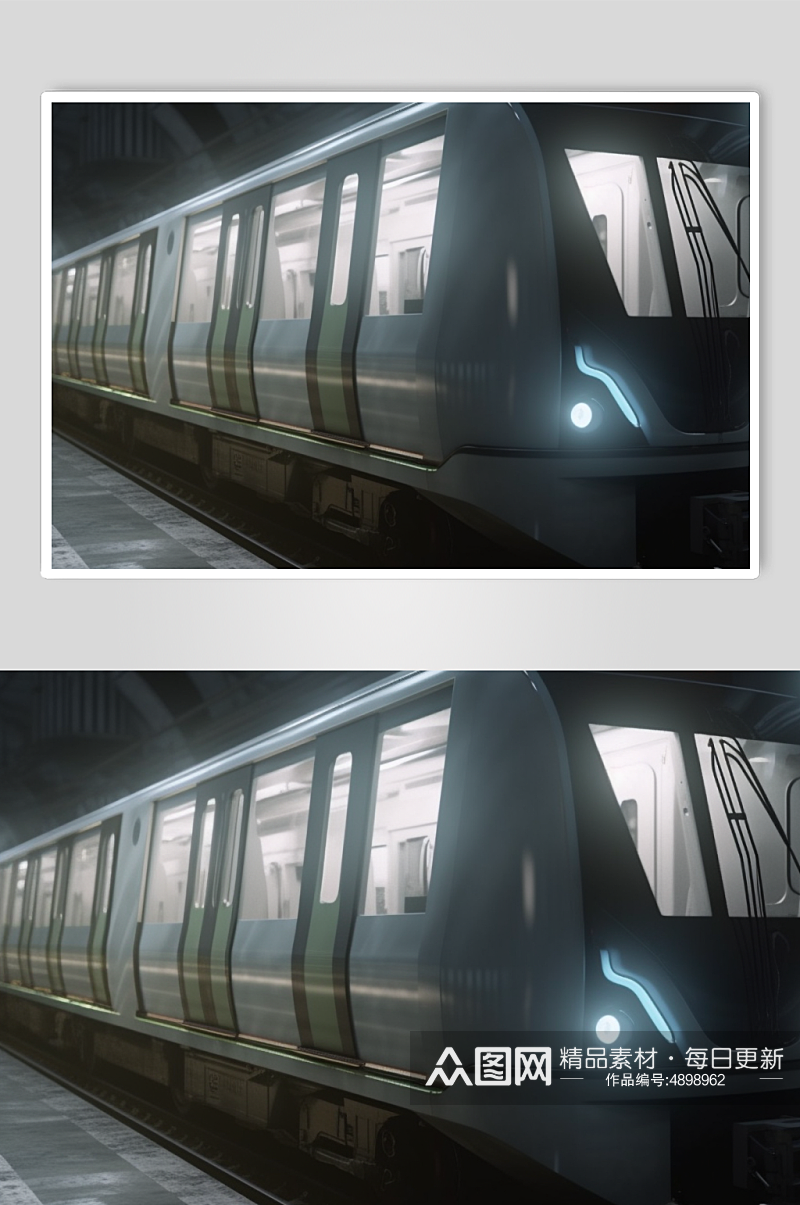 AI数字艺术科技感动车高铁交通工具图片素材