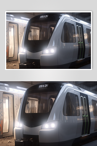 AI数字艺术科技感地铁动车高铁交通工具图片