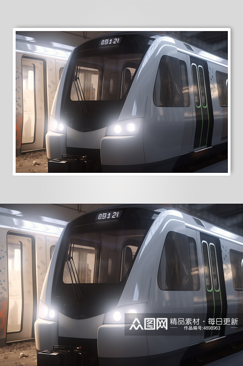 AI数字艺术科技感地铁动车高铁交通工具图片素材