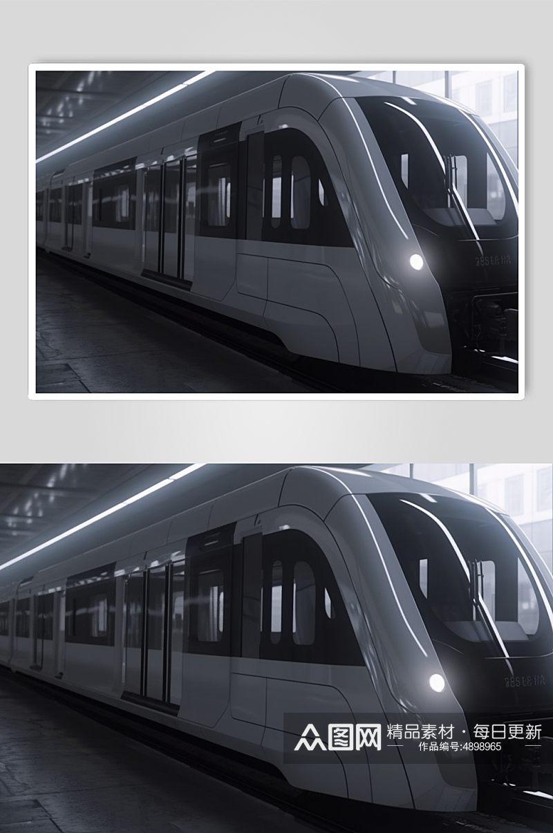 AI数字艺术科技感地铁动车高铁交通工具图片素材