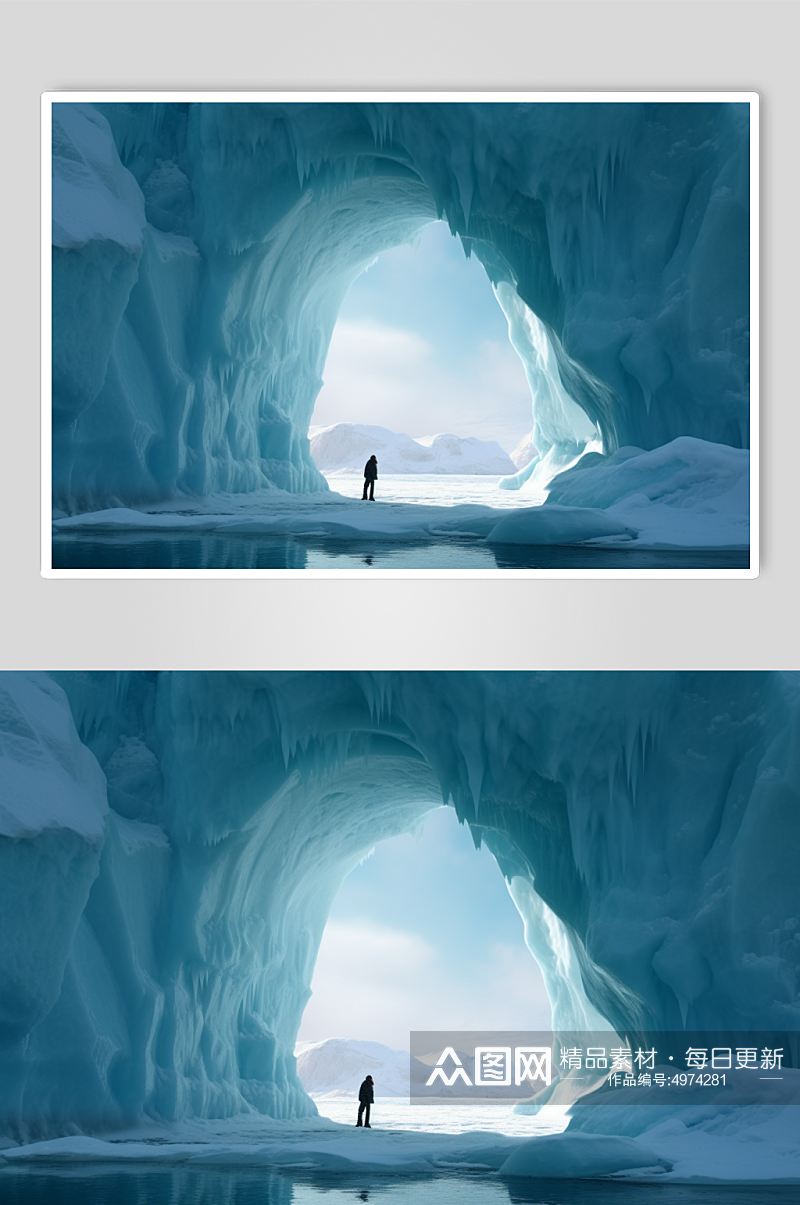 AI数字艺术高清冬季冰洞风光摄影图片素材
