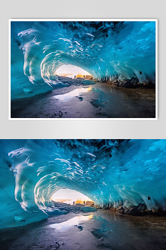 AI数字艺术高清冬季冰洞风光摄影图片