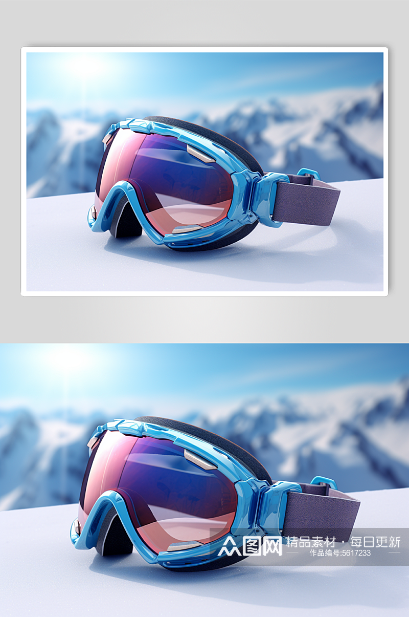 AI数字艺术冬季冬天滑雪设备元素素材