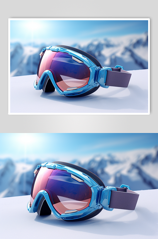 AI数字艺术冬季冬天滑雪设备元素
