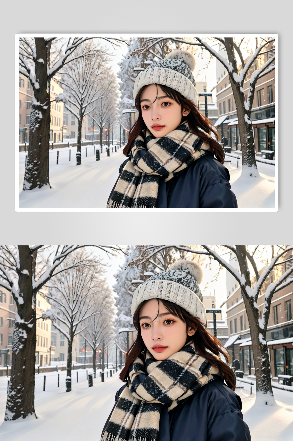 AI数字户外冬季背景夹克女性摄影图素材