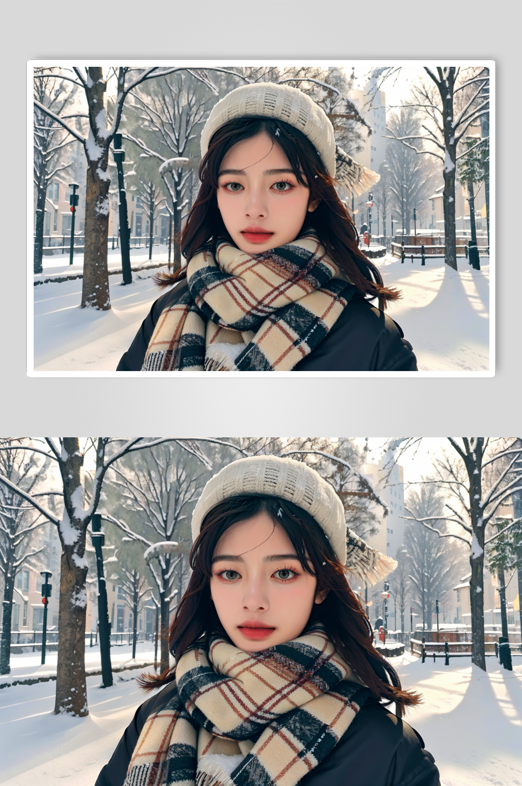 AI数字户外冬季背景夹克女性摄影图素材