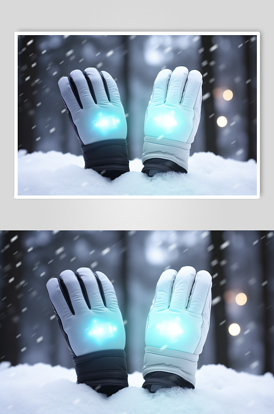 AI数字艺术冬季冬天保暖手套摄影图