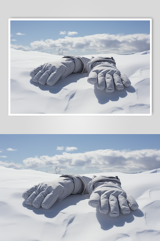 AI数字艺术冬季冬天保暖手套摄影图