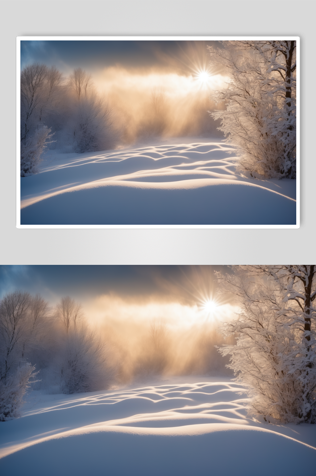 AI数字艺术冬季自然风景雪景摄影图素材