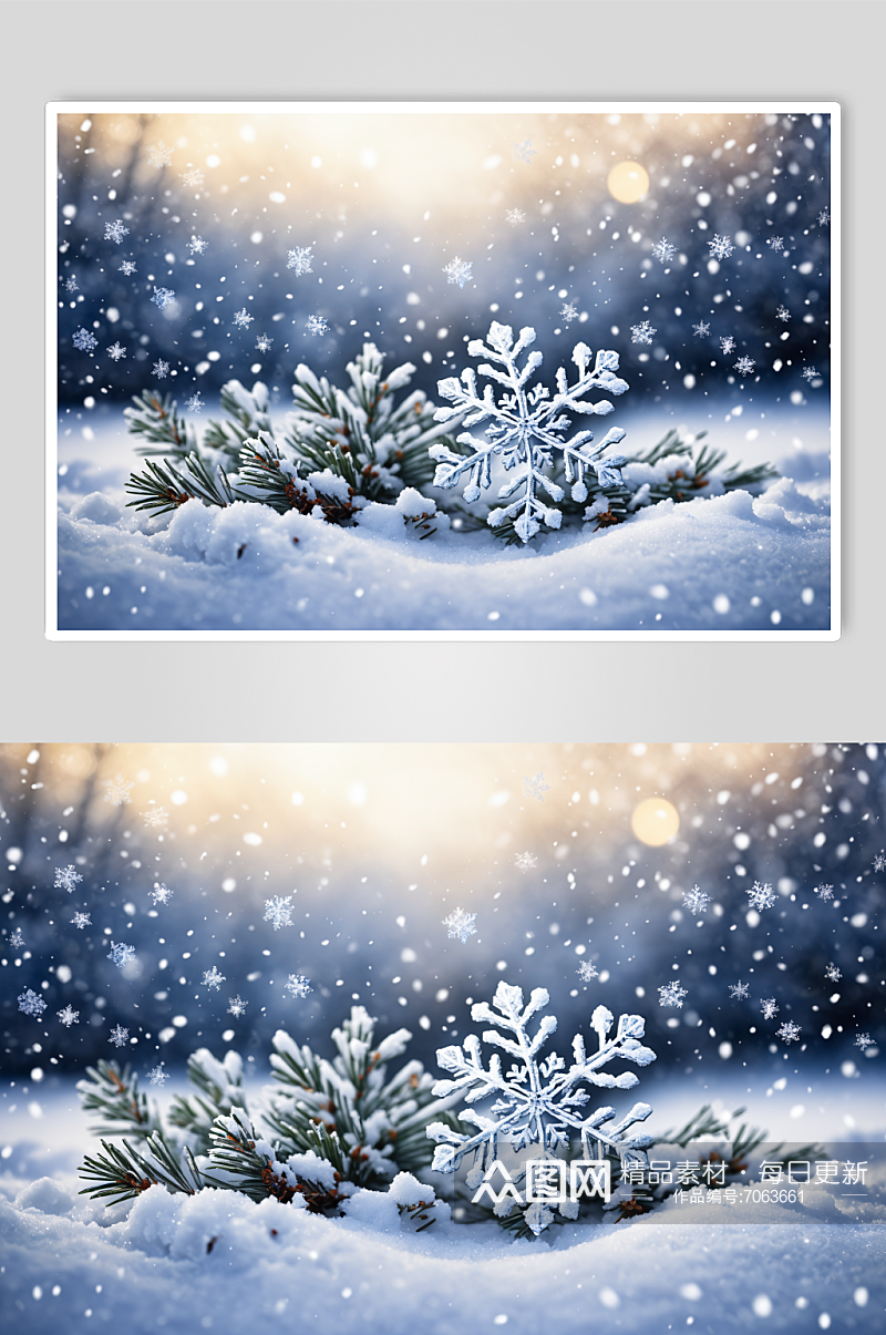 AI数字艺术冬天下雪飘雪摄影图素材