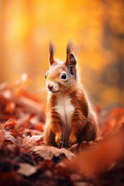 AI数字艺术秋景中的动物摄影图片