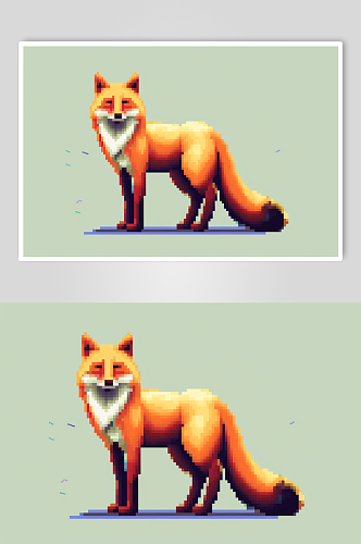 AI数字艺术像素风狐狸动物小元素