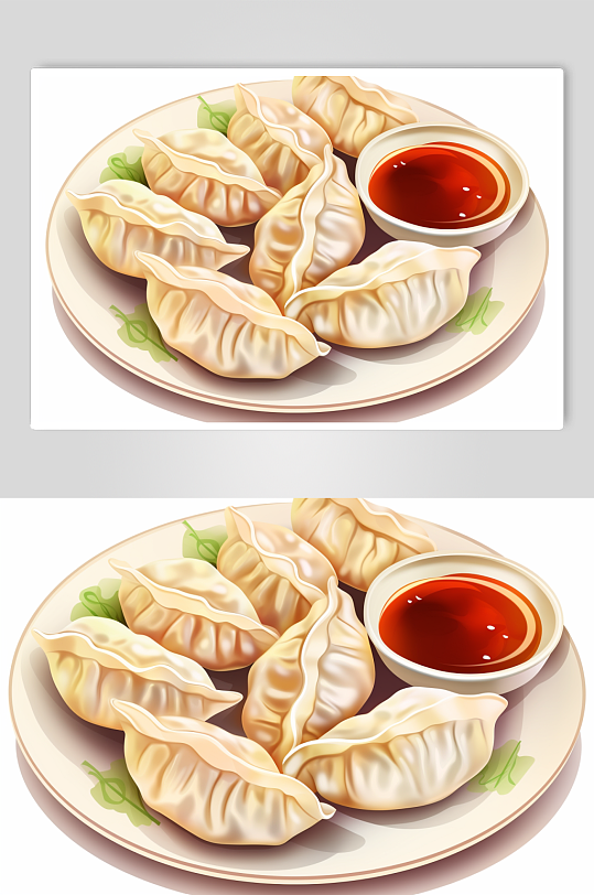 AI数字艺术卡通立冬冬至美味饺子元素