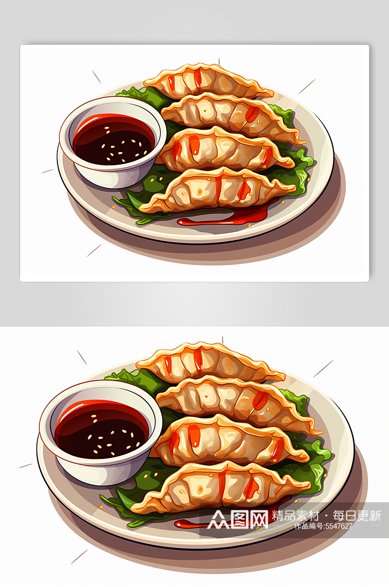 AI数字艺术卡通立冬冬至美味饺子元素素材