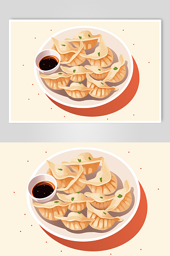 AI数字艺术卡通立冬冬至美味饺子元素