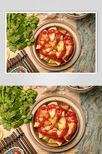 番茄土豆美食摄影图片