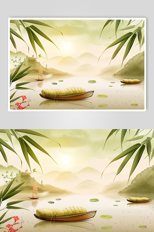 AI數(shù)字藝術(shù)端午節(jié)粽子節(jié)國風背景圖