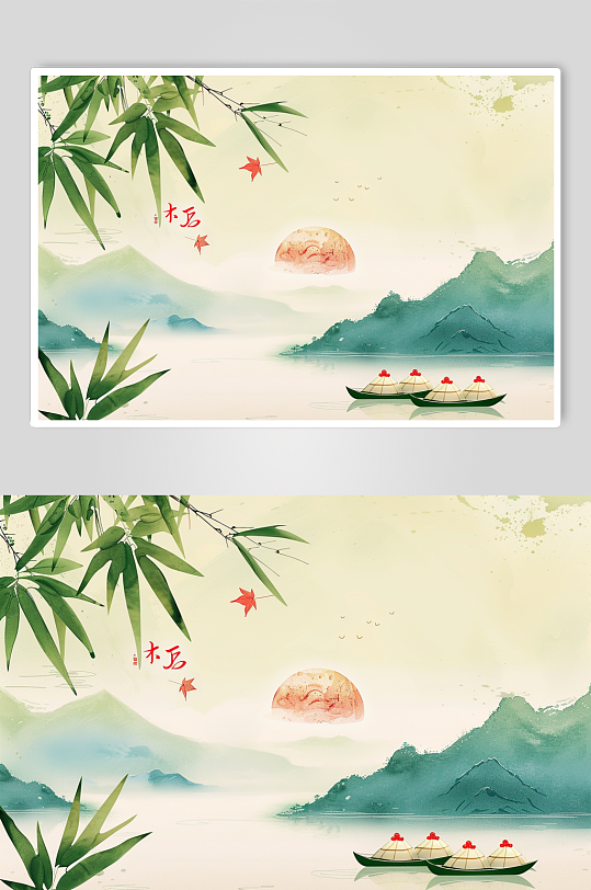 AI數(shù)字藝術(shù)端午節(jié)粽子節(jié)國(guó)風(fēng)背景圖