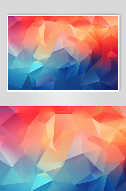 AI数字艺术炫彩多边形几何色块渐变背景图-众图网