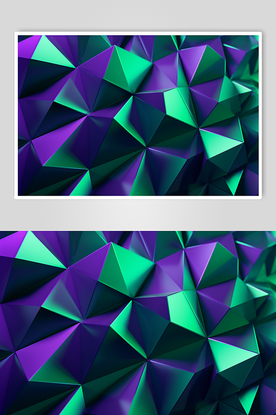 AI数字艺术炫彩多边形几何色块渐变背景图