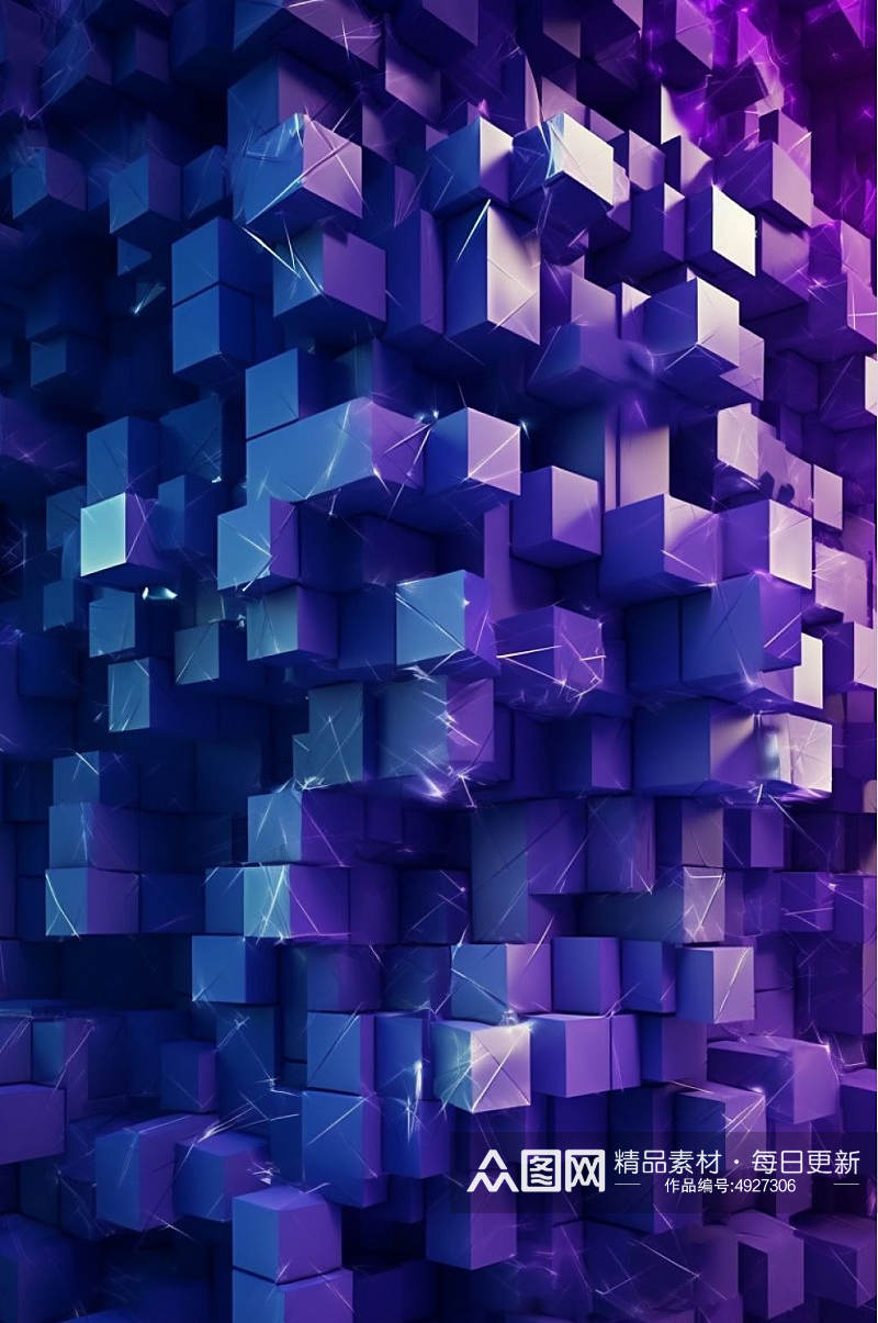 AI数字艺术炫彩多边形几何色块渐变背景图素材